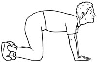 Instead of crouching, try getting down on your hands and knees.